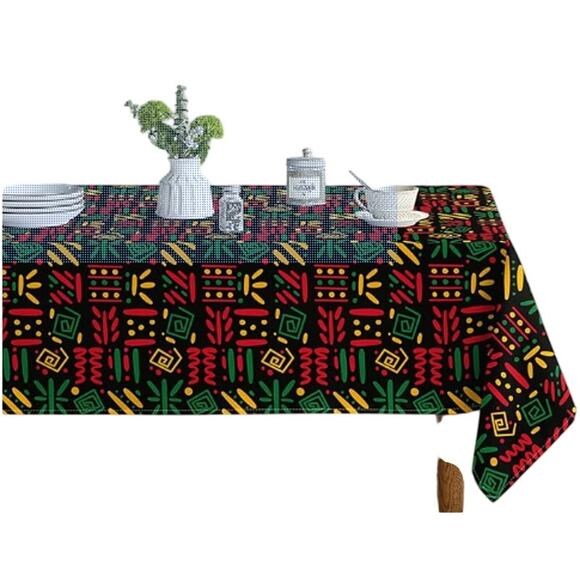 NIP Juneteenth Rectangle Tablecloth Fabric Red/Yellow/Green Approx. 58"x100" - Picture 1 of 3
